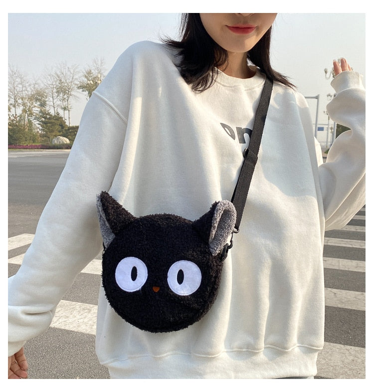 Black Kitty Messenger Bag